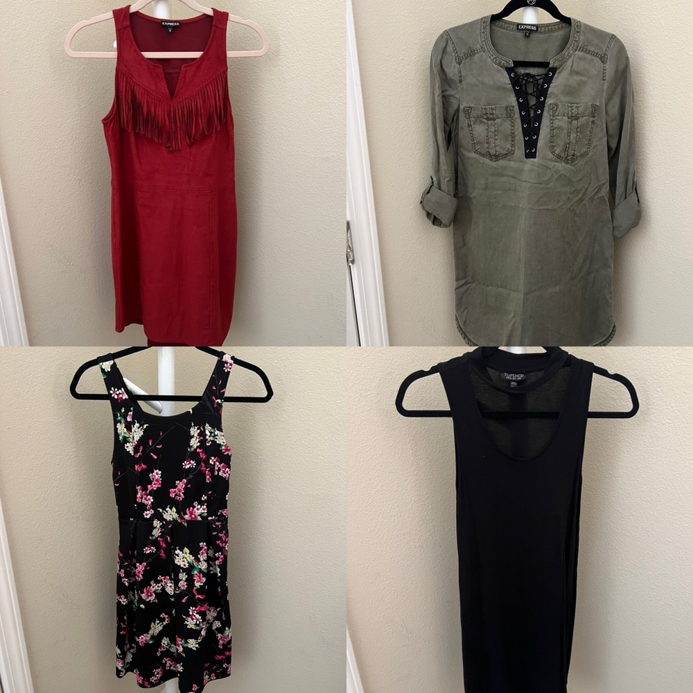 Bundle of Express Dresses and one Topshop Dress Sizes XS and Small